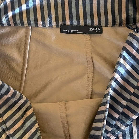 NWOT Zara High Waisted Palooza Velvet Striped Pants Size Medium - Picture 6 of 8